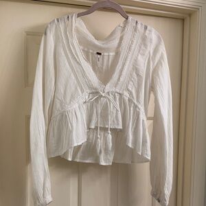 Free People White Layered Blouse with Lace Detail